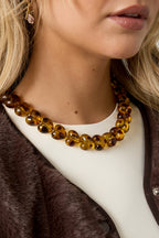 Collane con perline in acrilico, stampa leopardata, retrò, serie classica quotidiana, gioielli da donna