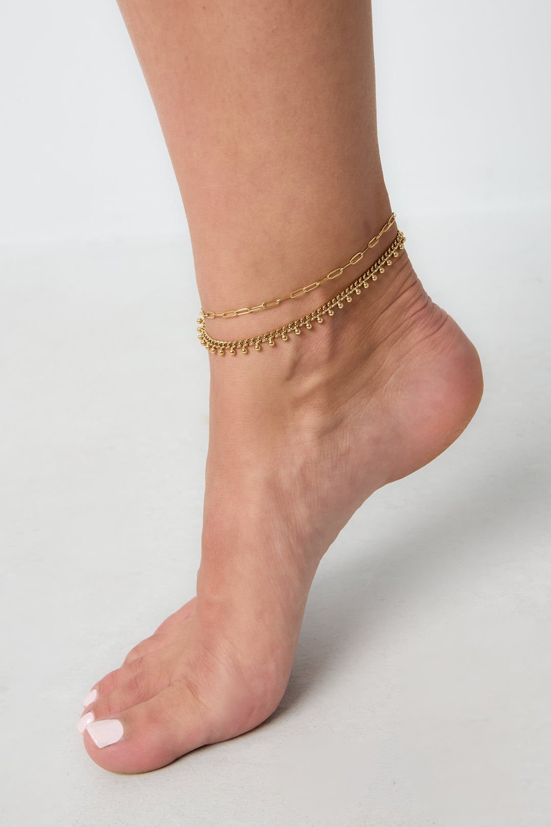 Cavigliere in acciaio inossidabile con catena, serie casual e semplice, gioielli da donna per tutti i giorni.