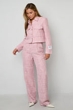 Tessuto Fibra di Poliestere Pantaloni Dritti Donna Eleganti a quadri Autunno/Inverno
