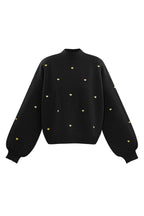 Maglione in Acrilico Stile Casual con Motivo Cuore Autunno/Inverno