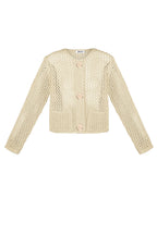Cardigan di Maglia in Poliestere Donna Aperto Anteriore Motivo Uncinetto
