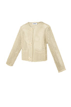 Cardigan di Maglia in Poliestere Donna Aperto Anteriore Motivo Uncinetto