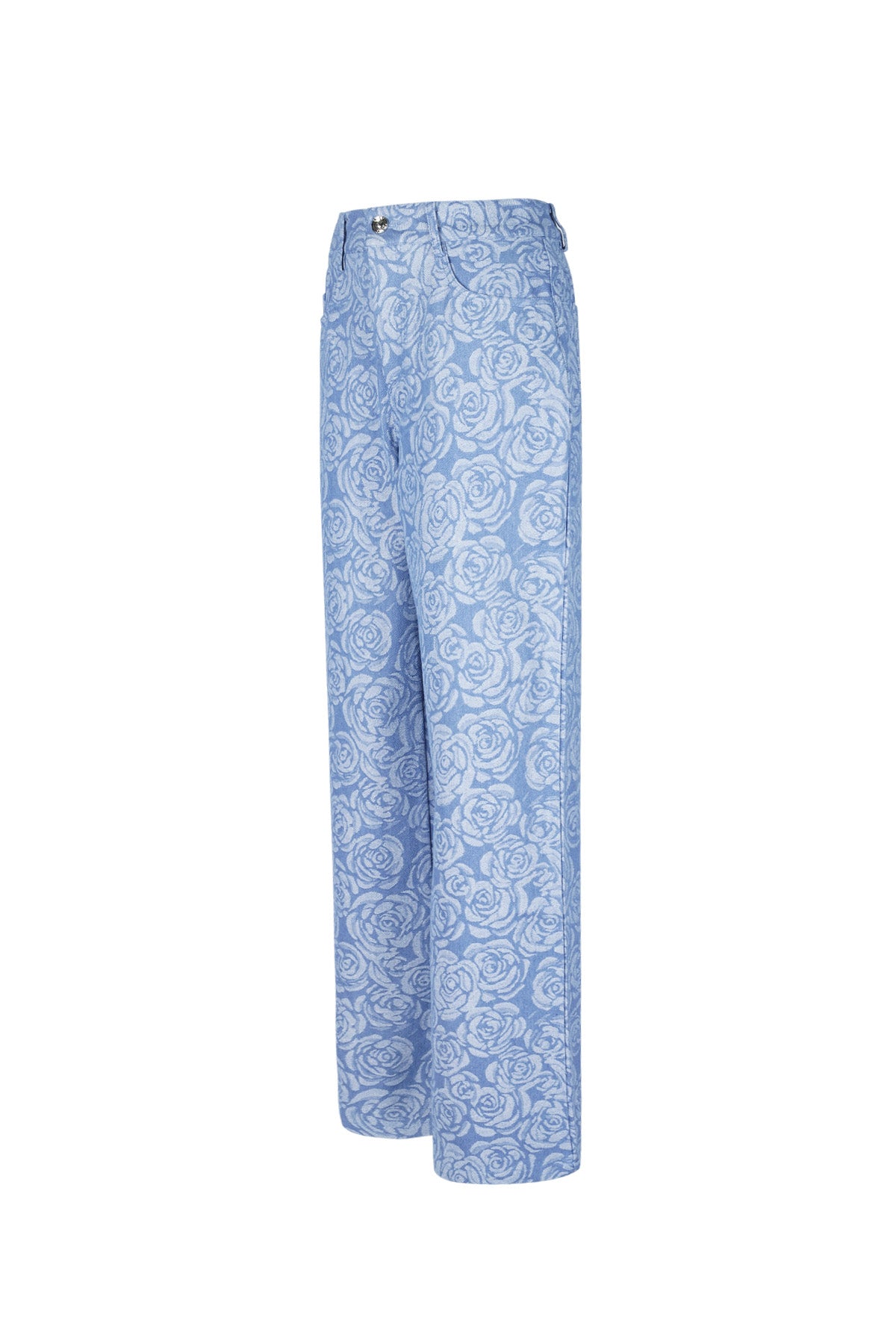 Cotone Tessuto Pantaloni Dritti Donna Casual Stampa Fiorita