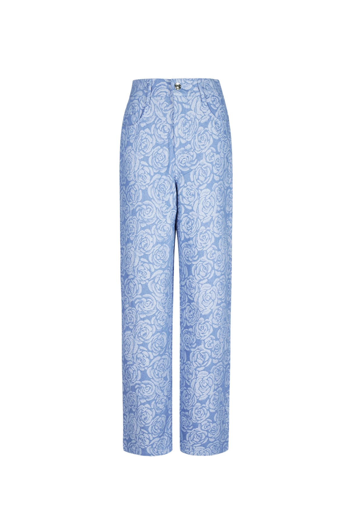 Cotone Tessuto Pantaloni Dritti Donna Casual Stampa Fiorita
