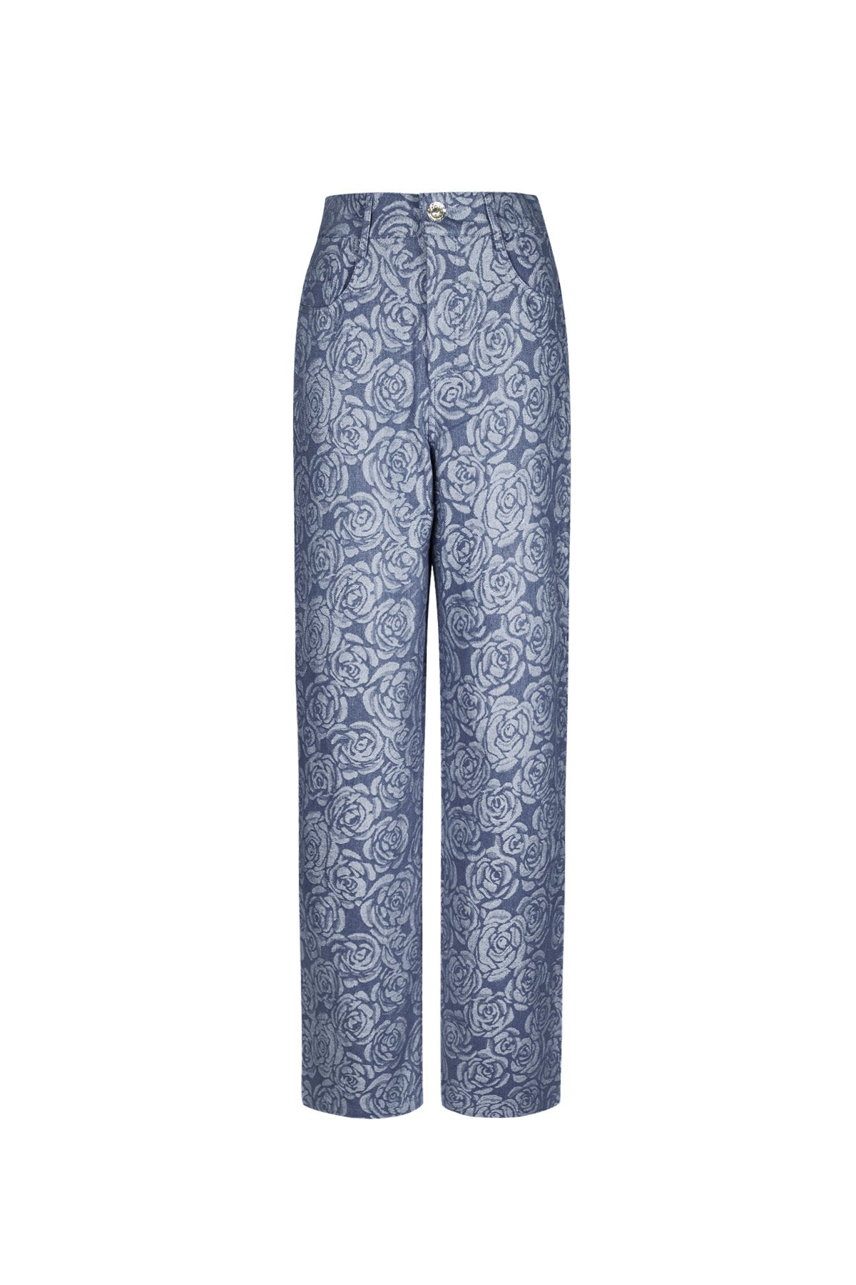 Cotone Tessuto Pantaloni Dritti Donna Casual Stampa Fiorita