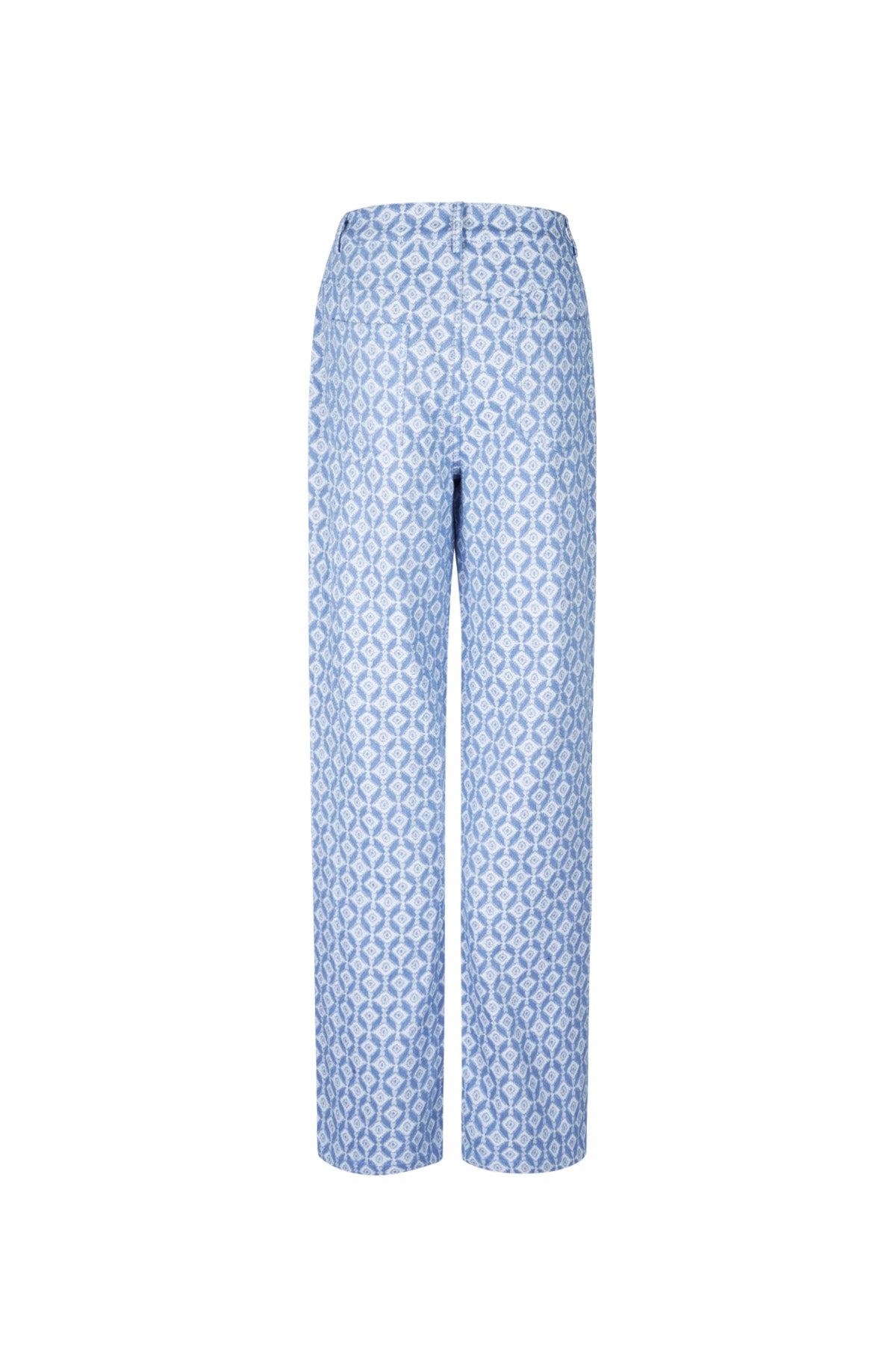 Cotton Woven Donna Pantalone Retto Motivo Geometrico