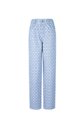 Cotton Woven Donna Pantalone Retto Motivo Geometrico