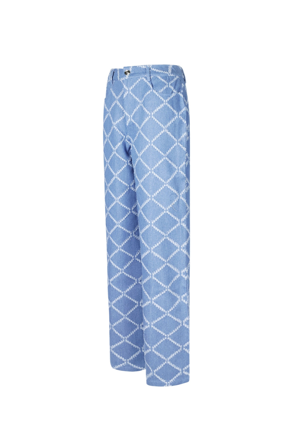Cotone Tessuto Pantaloni Dritti Donna A quadri Casual