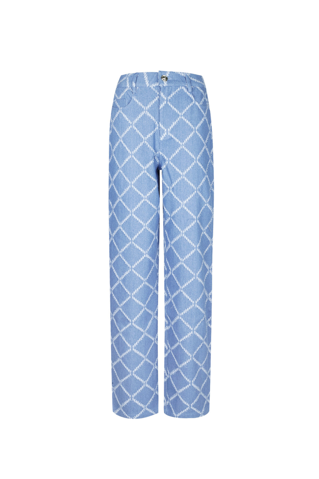 Cotone Tessuto Pantaloni Dritti Donna A quadri Casual