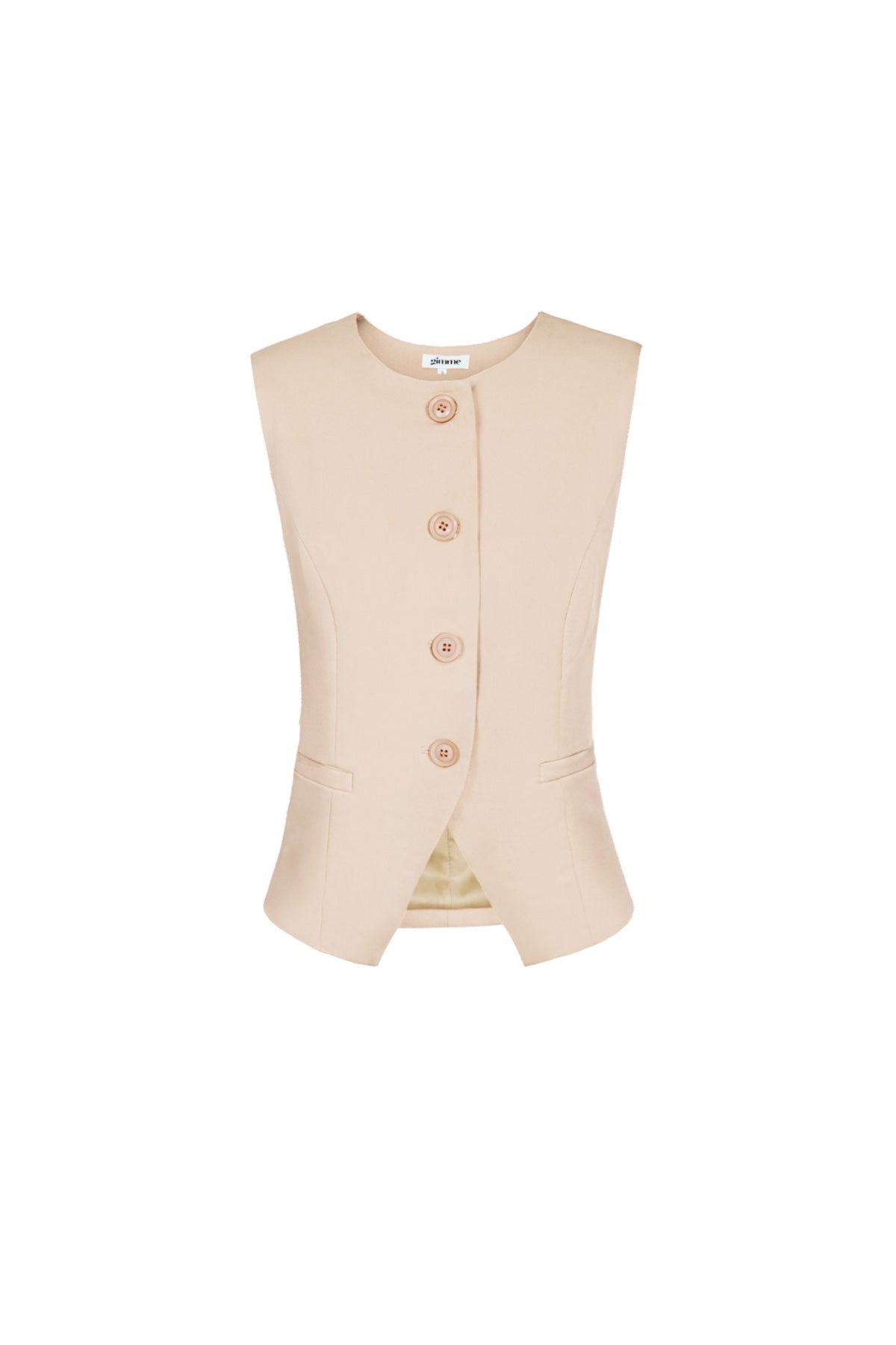 Poliestere Top Senza Maniche Donna Design Strutturato con Pulsanti