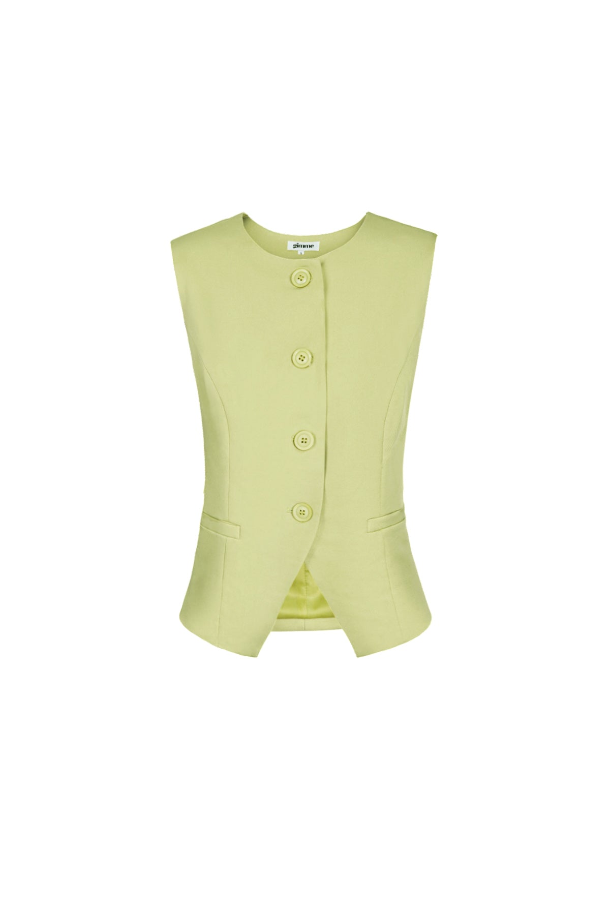 Poliestere Top Senza Maniche Donna Design Strutturato con Pulsanti