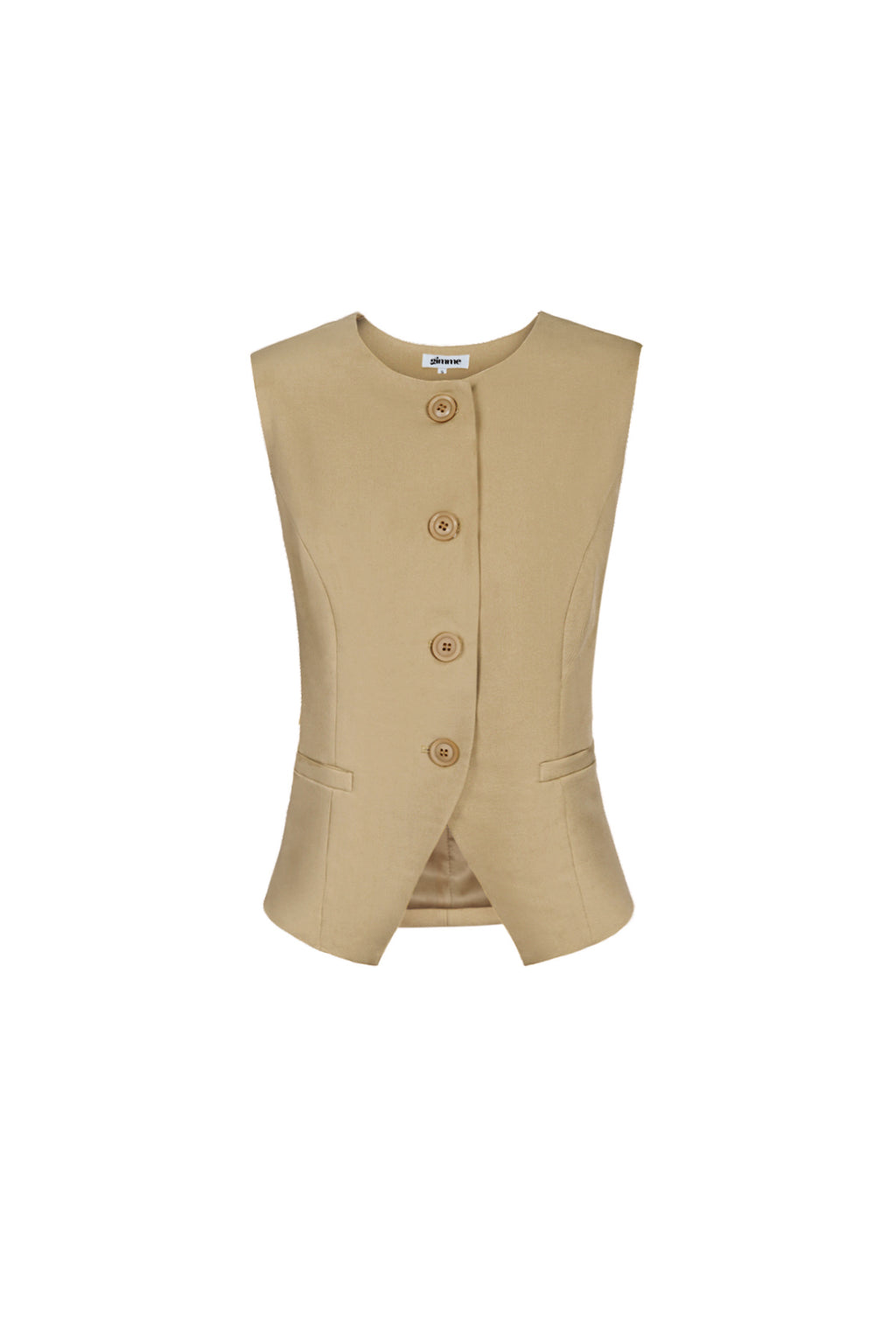 Poliestere Top Senza Maniche Donna Design Strutturato con Pulsanti