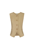 Poliestere Top Senza Maniche Donna Design Strutturato con Pulsanti
