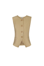 Poliestere Top Senza Maniche Donna Design Strutturato con Pulsanti