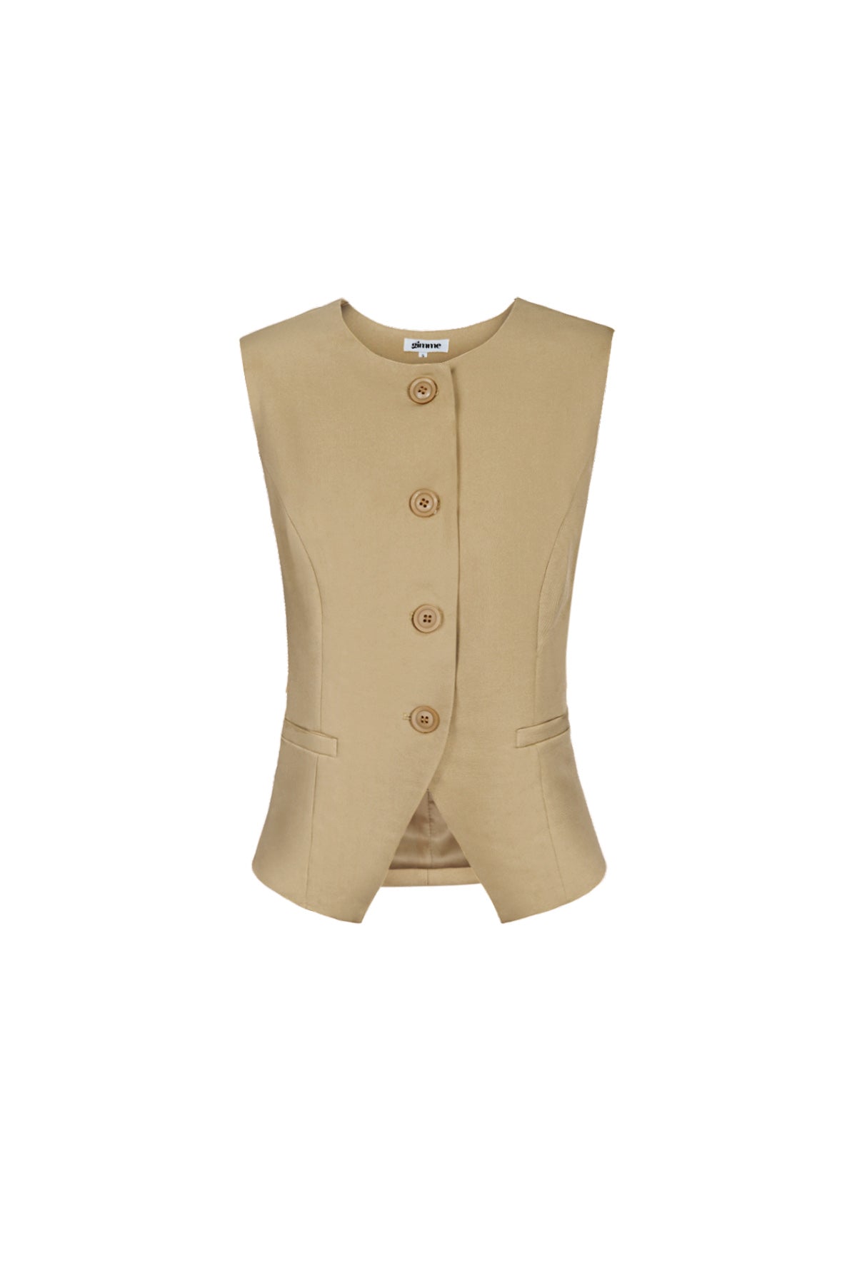 Poliestere Top Senza Maniche Donna Design Strutturato con Pulsanti