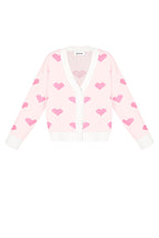 Viscosa Maglia Cardigan Donna Carino Motivo Cuore Autunno/Inverno