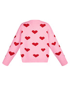 Viscosa Maglia Cardigan Donna Carino Motivo Cuore Autunno/Inverno