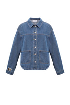 Giubbotto in Jeans Donna Taglio Classico con Patch Logo Marchio