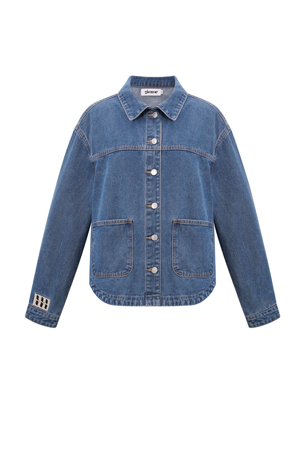 Giubbotto in Jeans Donna Taglio Classico con Patch Logo Marchio