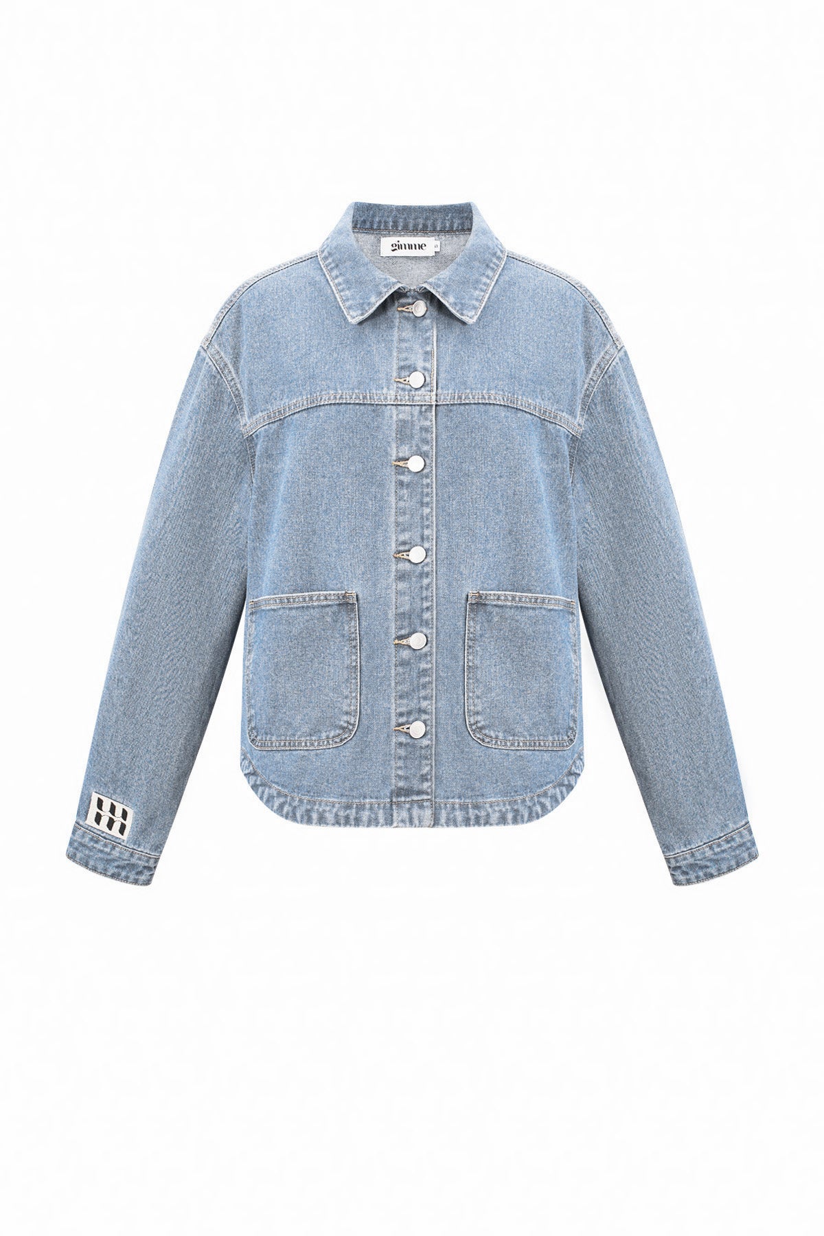 Giubbotto in Jeans Donna Taglio Classico con Patch Logo Marchio