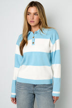 Maglione a Righe Donna in Viscosa Intrecciata Polo Autunno/Inverno