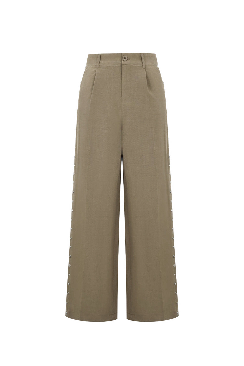 Tessuto Fibra di Poliestere Donna Pantaloni Larghi Eleganti Colore Puro Autunno/Inverno