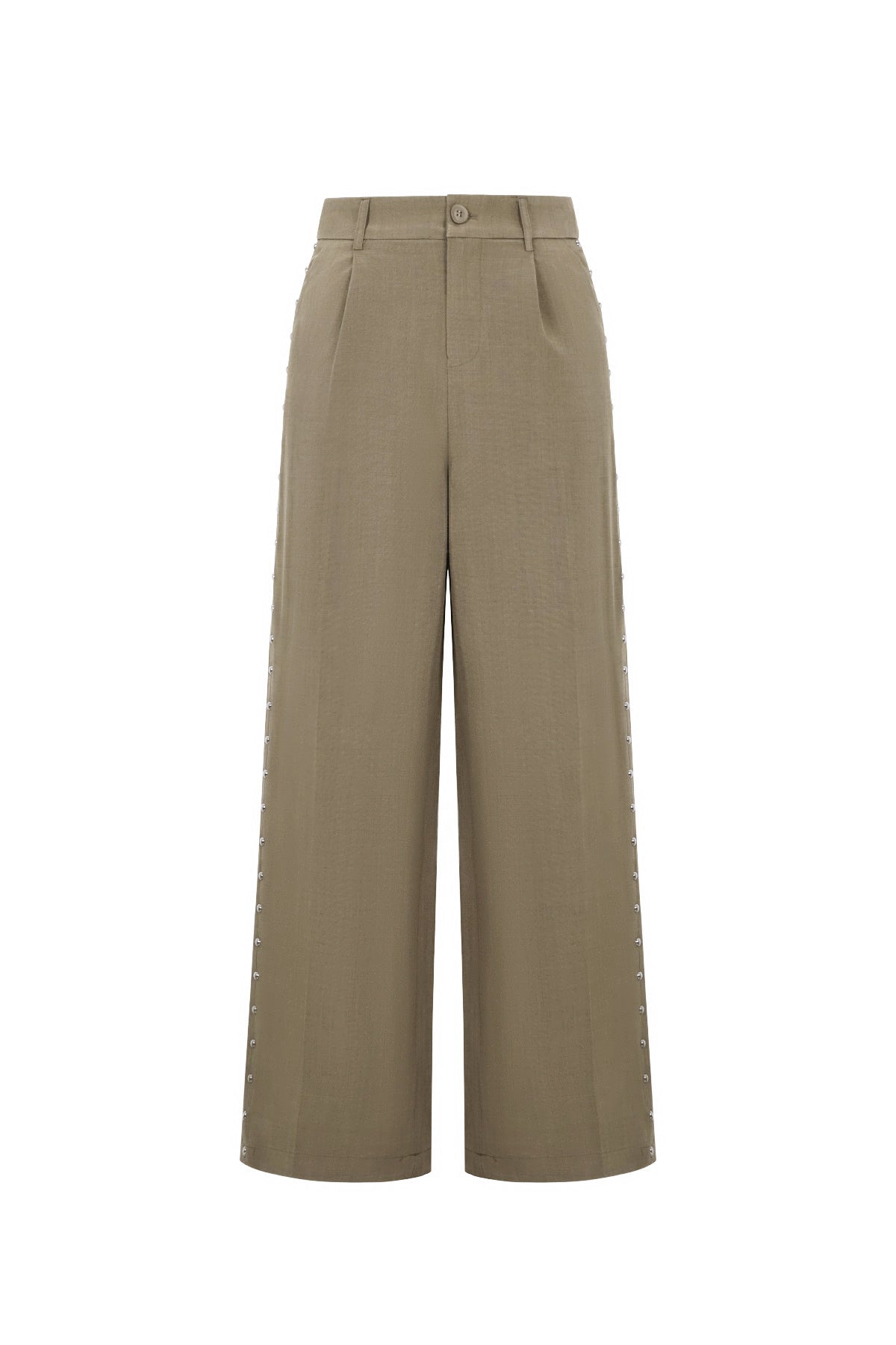 Tessuto Fibra di Poliestere Donna Pantaloni Larghi Eleganti Colore Puro Autunno/Inverno
