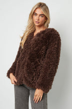 Tessuto Fibra di Poliestere Giacca Donna Elegante Colore Puro Autunno/Inverno