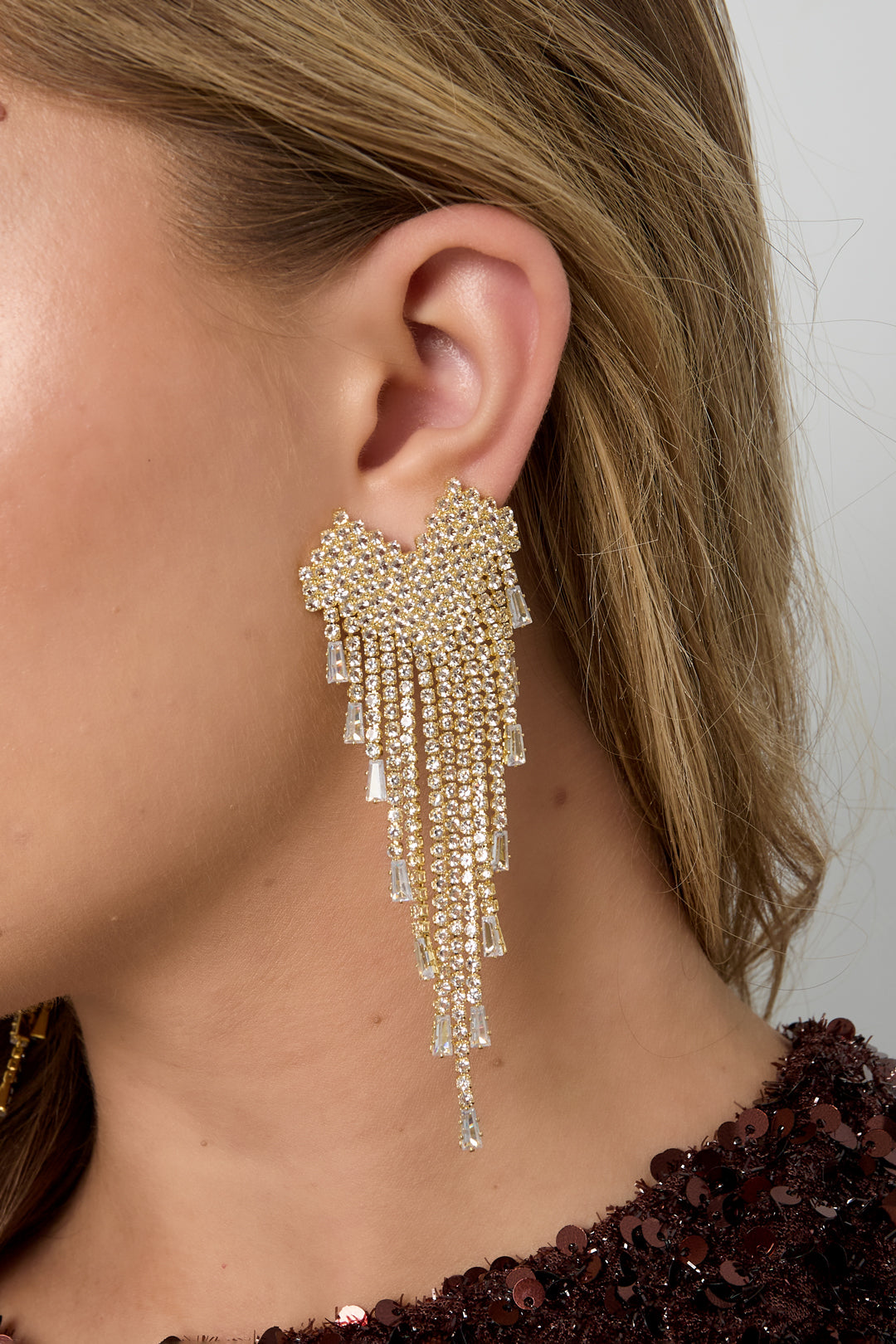 Orecchini pendenti in rame, geometrici, eleganti, lussuosi, serie di gioielli da donna.