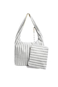 Borse shopper a righe semplici in poliestere, accessori quotidiani