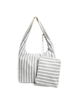 Borse shopper a righe semplici in poliestere, accessori quotidiani