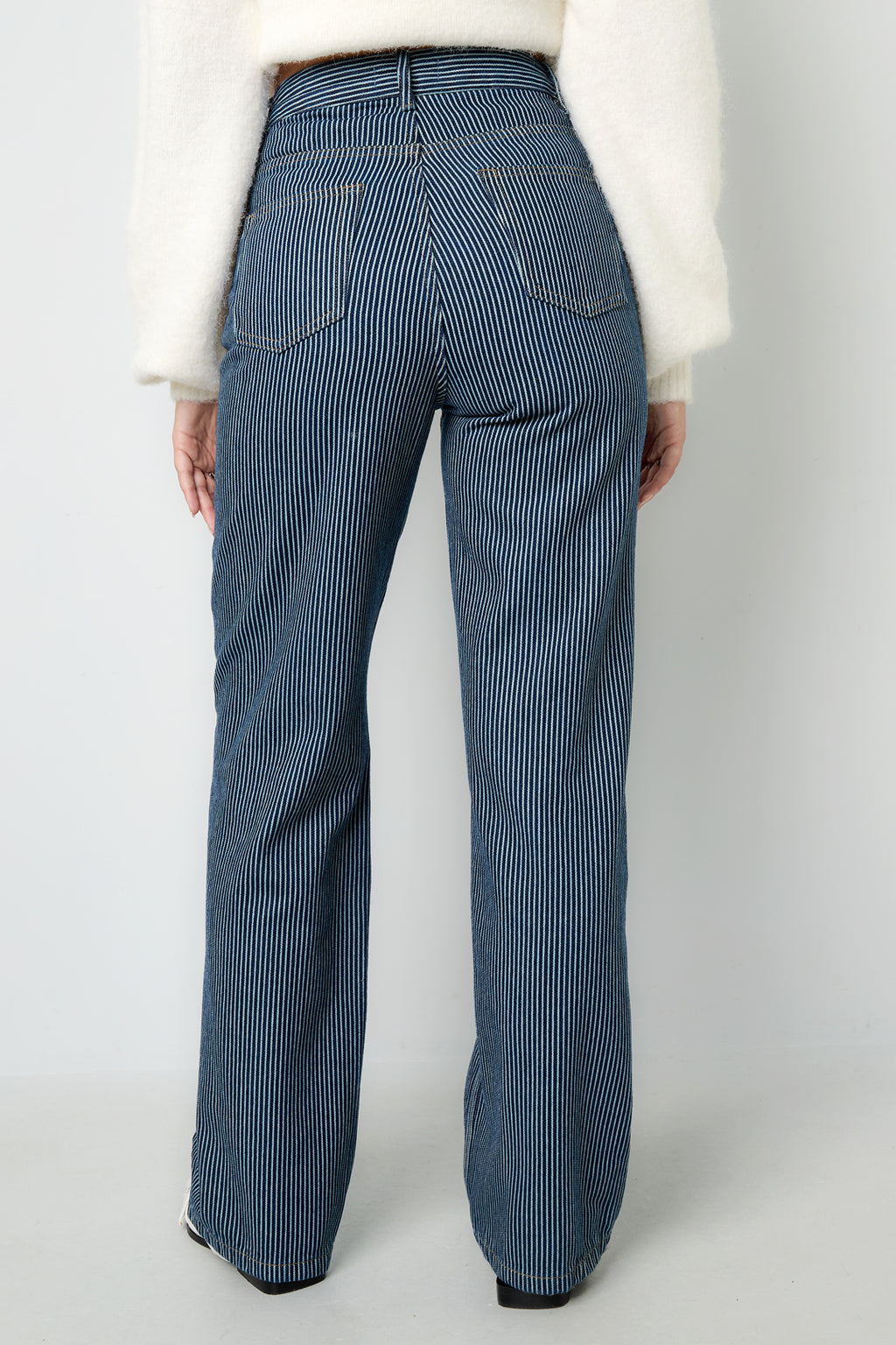 Cotone Tessuto Pantaloni Dritti Donna Casual Righe