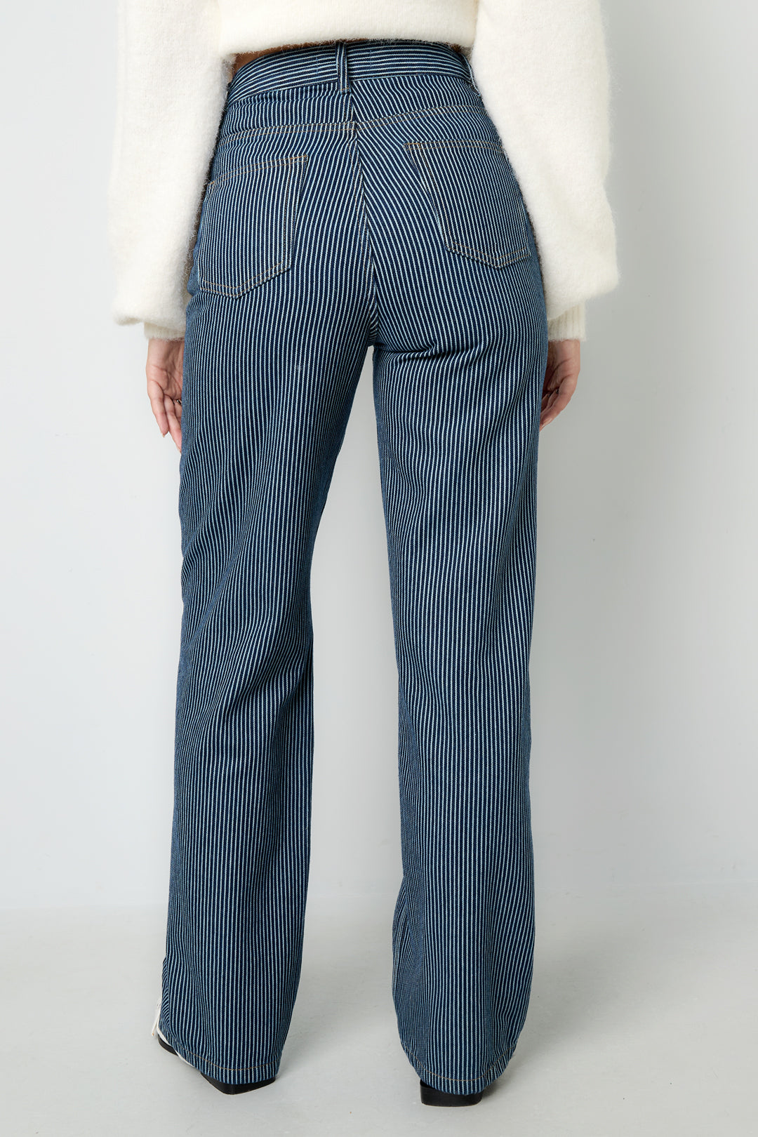 Cotone Tessuto Pantaloni Dritti Donna Casual Righe