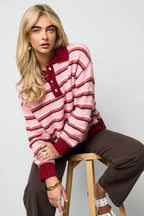 Maglione polo lavorato a maglia con righe