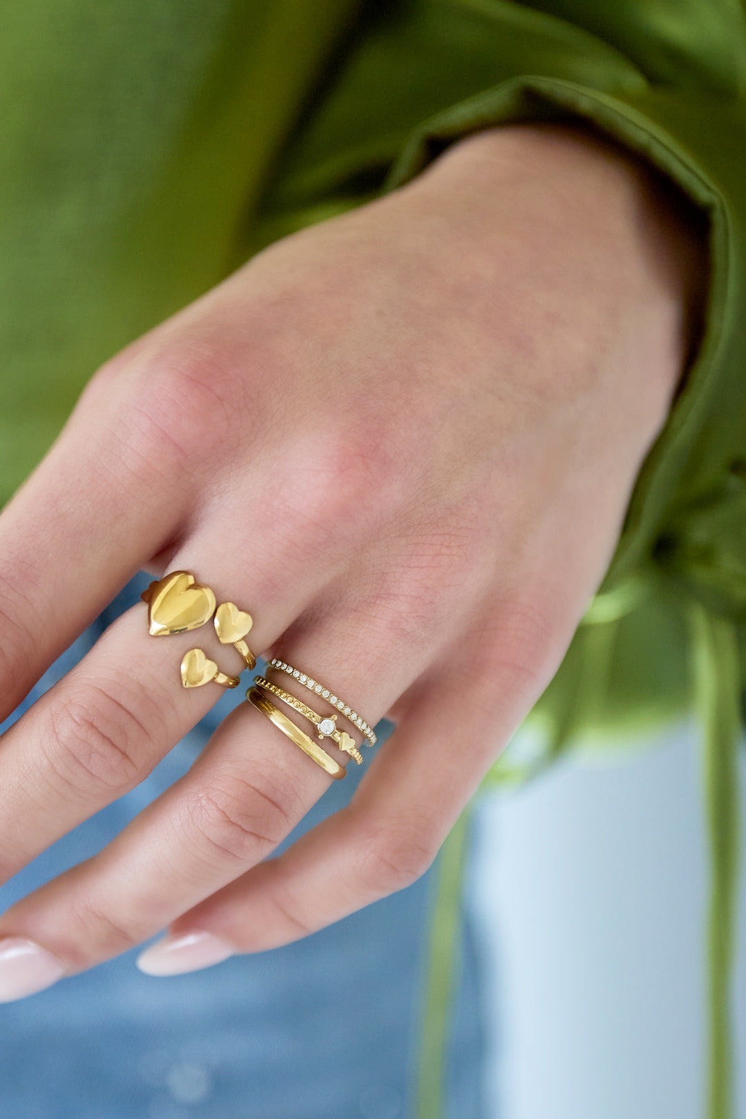 Anello a 3 strati con pietre