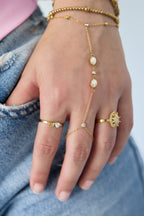 Anello regolabile con pietra a forma di cuore e piccolo cuore