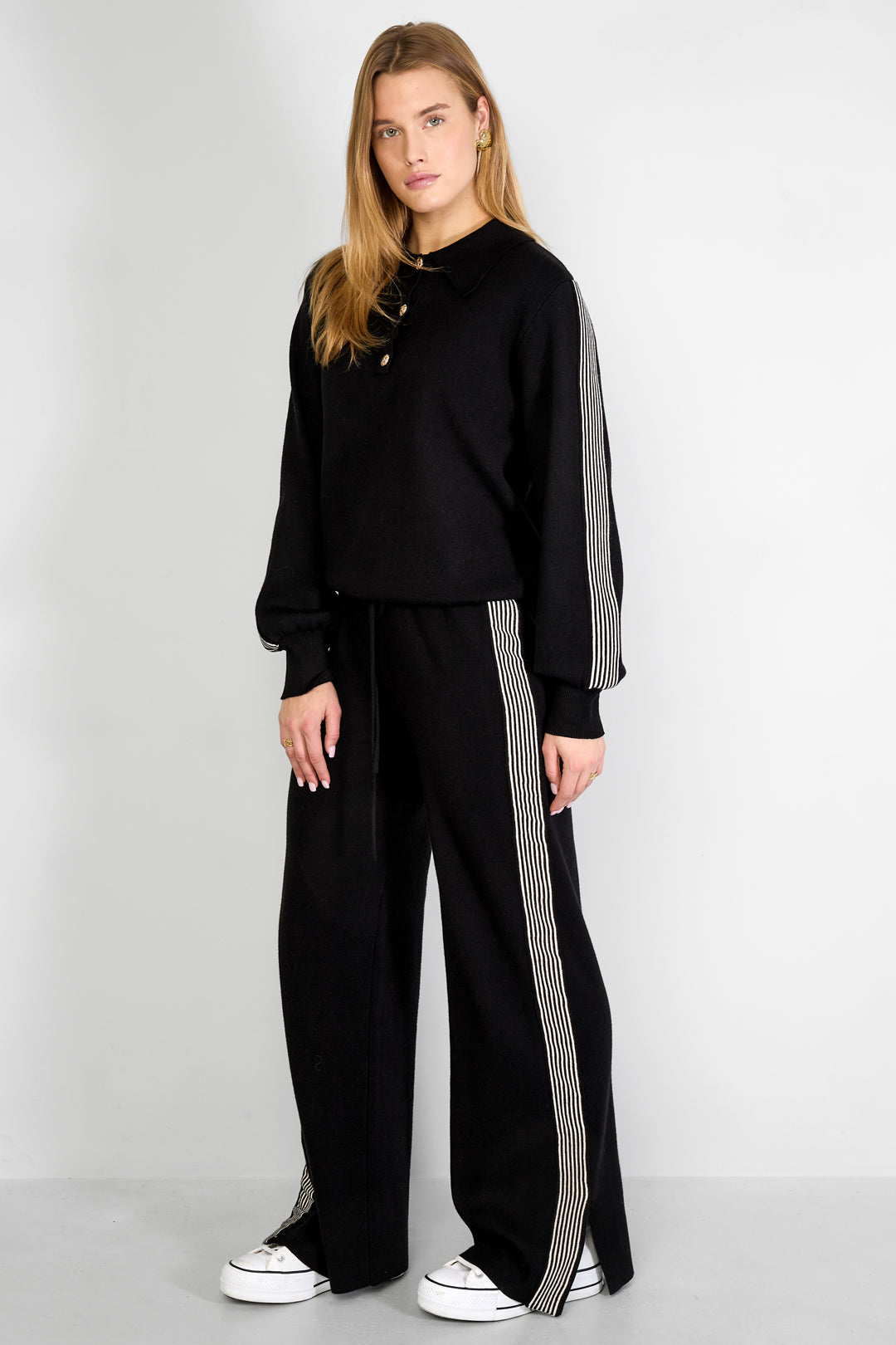 pantaloni in maglia a righe