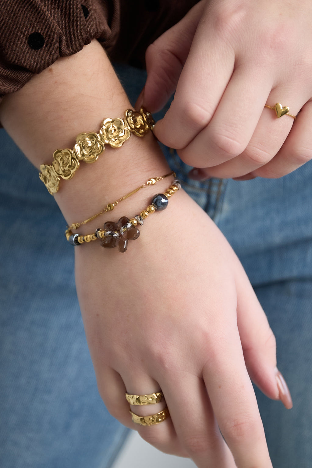 Braccialetti con perline in poliestere, serie semplice casual quotidiana, gioielli da donna