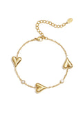 Bracciale con tre cuori massicci e pietre