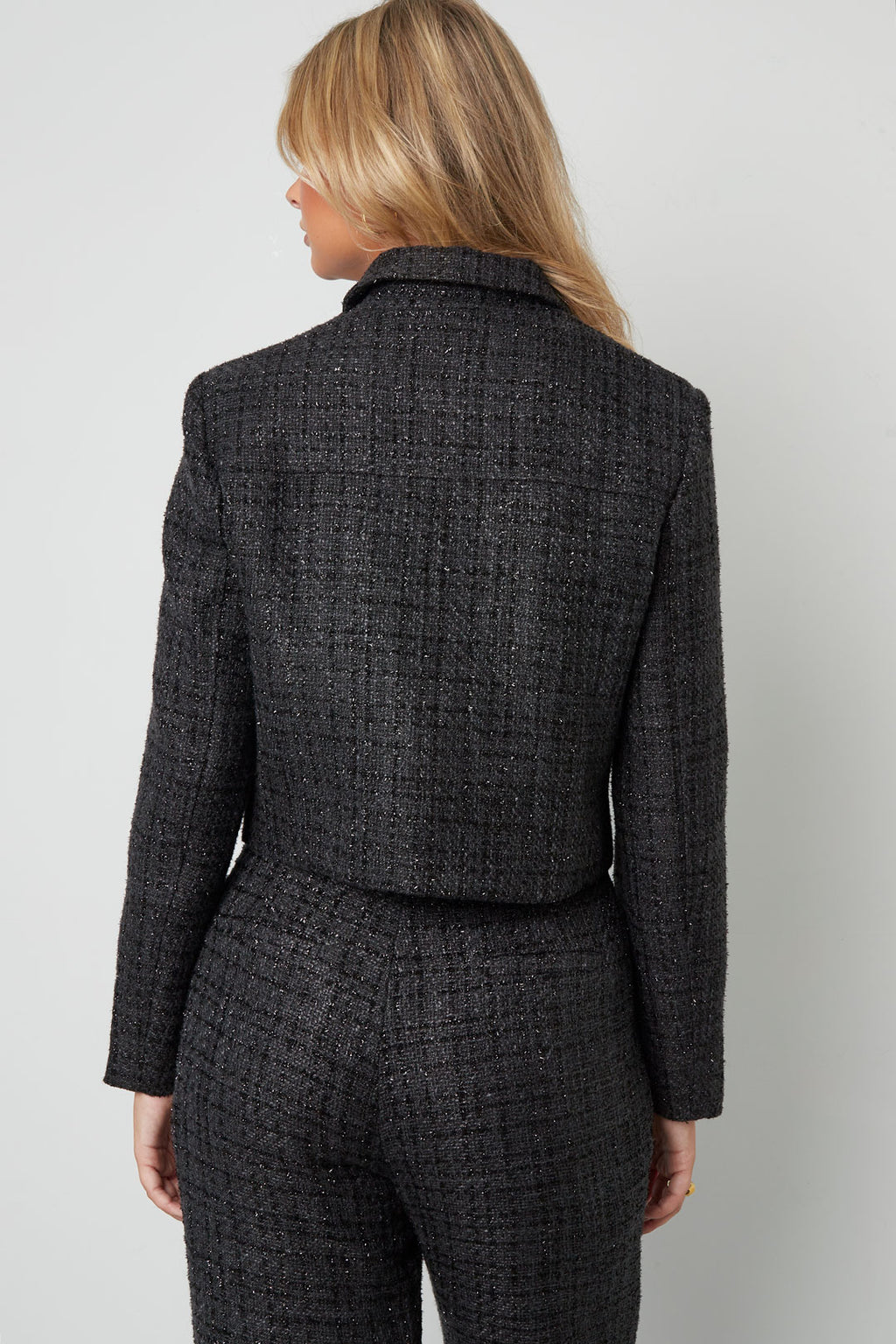 Tessuto in Fibra di Poliestere Giacca Donna Elegante a quadri Statement