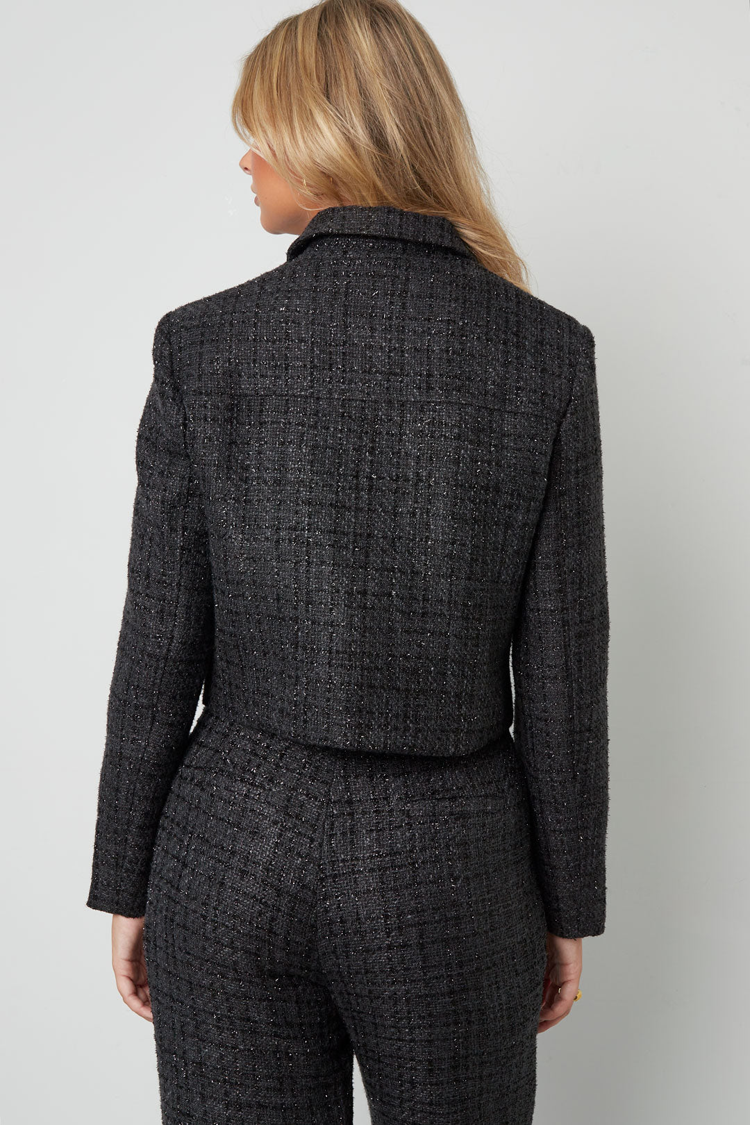 Tessuto in Fibra di Poliestere Giacca Donna Elegante a quadri Statement