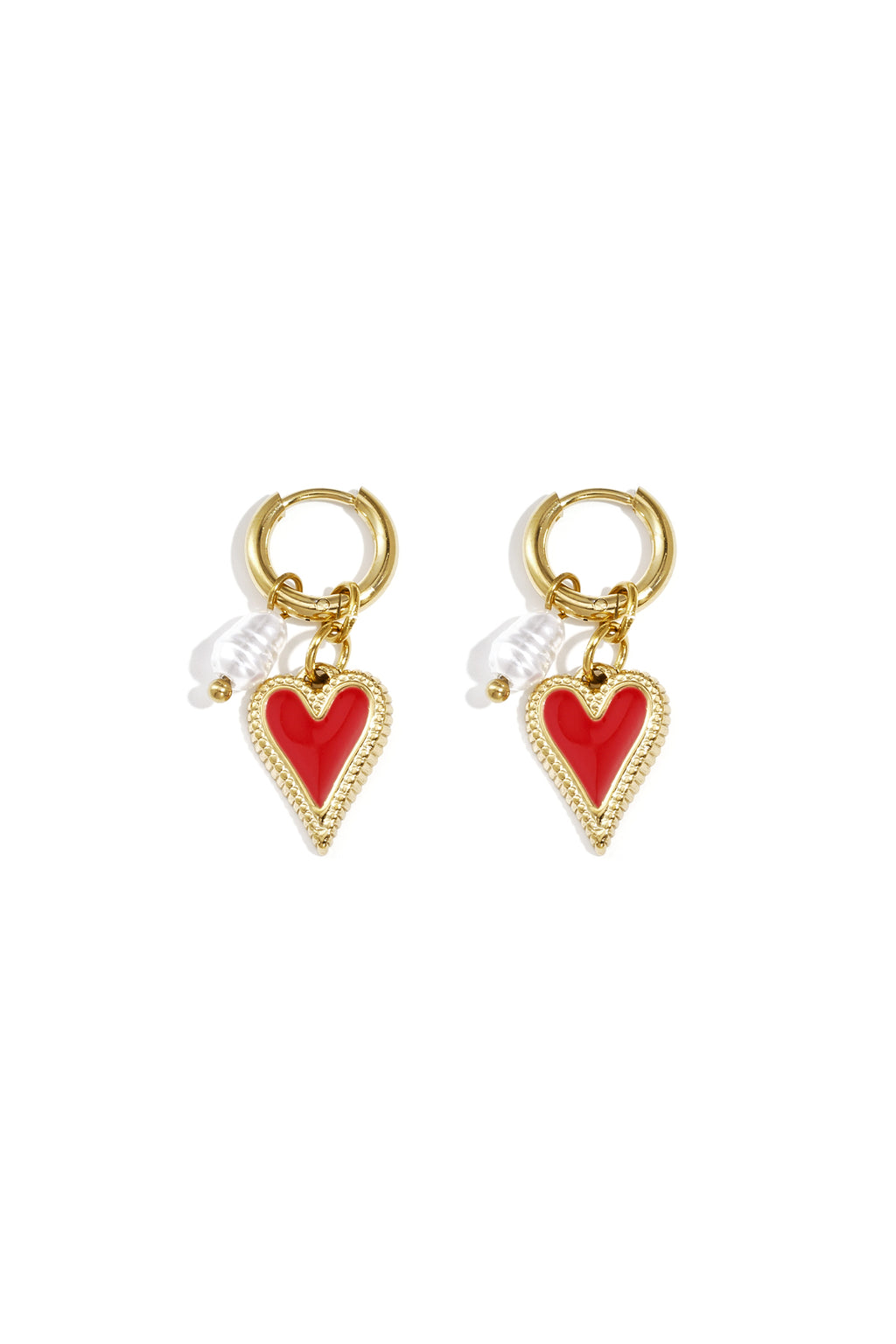 Orecchini con cuore pendente e perla