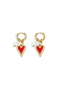 Orecchini con cuore pendente e perla