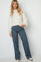 Cotone Tessuto Pantaloni Dritti Donna Casual Righe