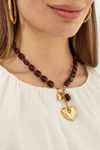 Collana di perline Squoval con cuore pendente