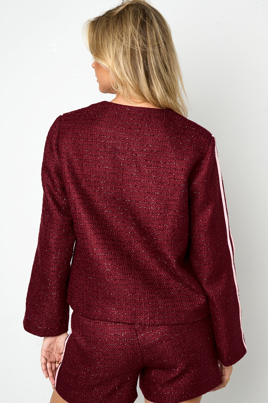 Tessuto in Fibra di Poliestere Giacca da Donna Elegante a quadri Autunno/Inverno