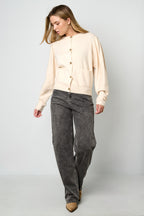 Cardigan di Viscosa Intrecciata Donna Autunno/Inverno Casual Colore Solido