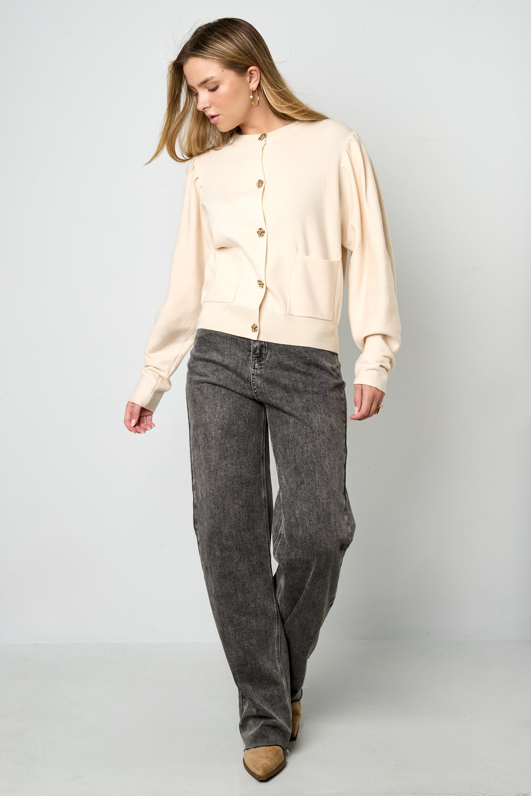 Cardigan di Viscosa Intrecciata Donna Autunno/Inverno Casual Colore Solido