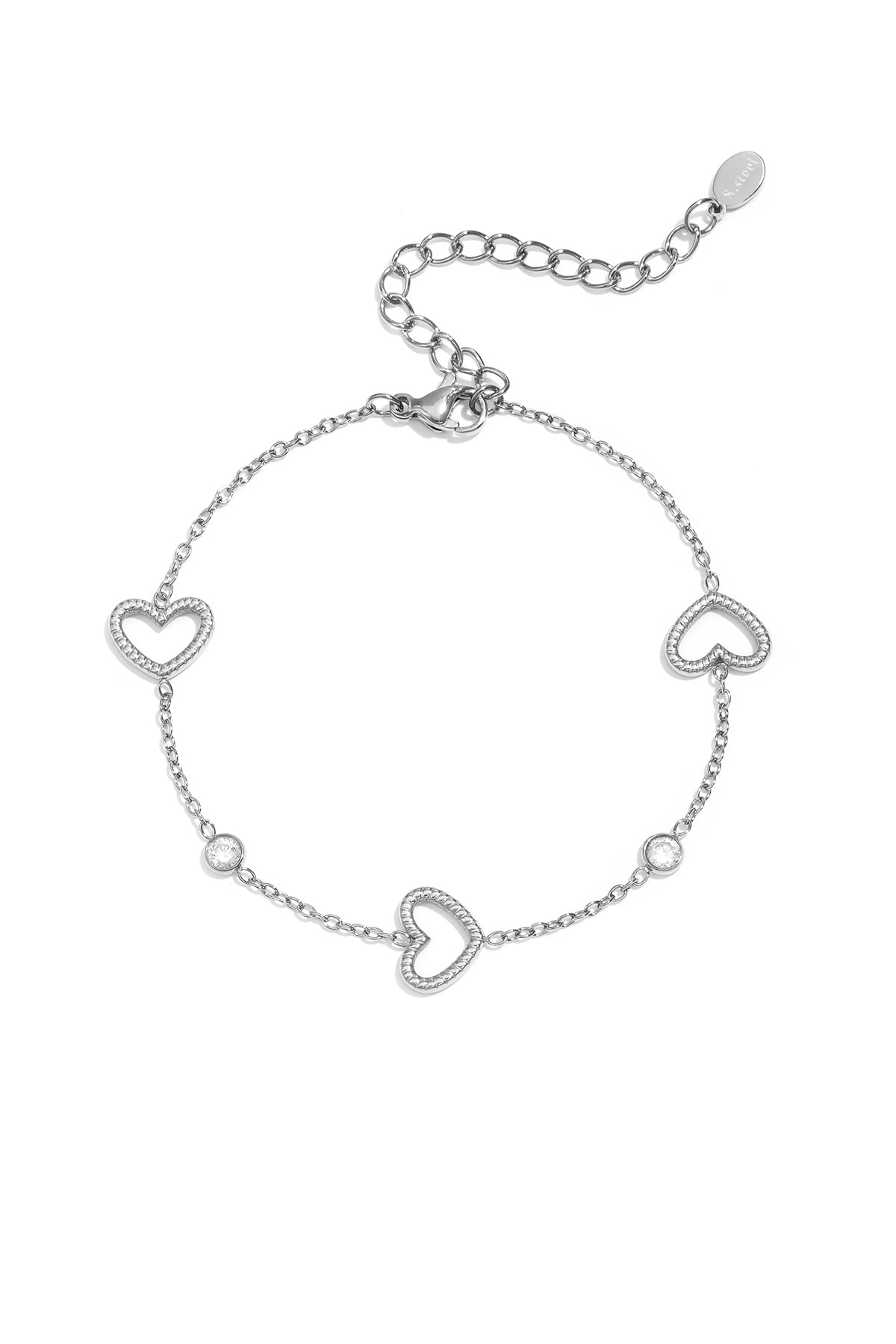 Bracciale a forma di cuore con pietre alternate