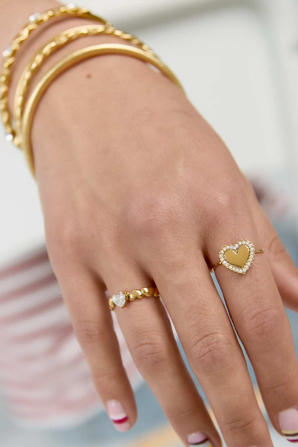 Anelli da donna in acciaio inossidabile, modello a cuore, semplici, per tutti i giorni.